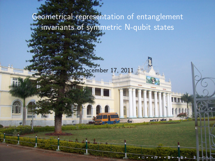 geometrical representation of entanglement invariants of