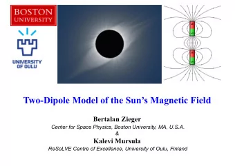 Two-Dipole Model of the Suns Magnetic Field  Bertalan Zieger  Center for Space Physics, Boston