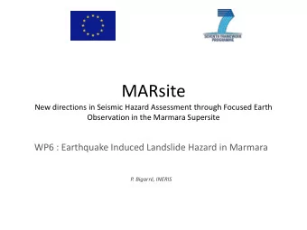 MARsite  New directions in Seismic Hazard Assessment through Focused Earth  Observation in the
