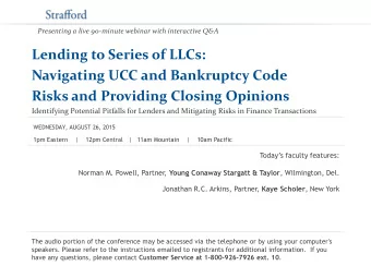 Presenting a live 90-minute webinar with interactive Q&amp;A  Lending to Series of LLCs: