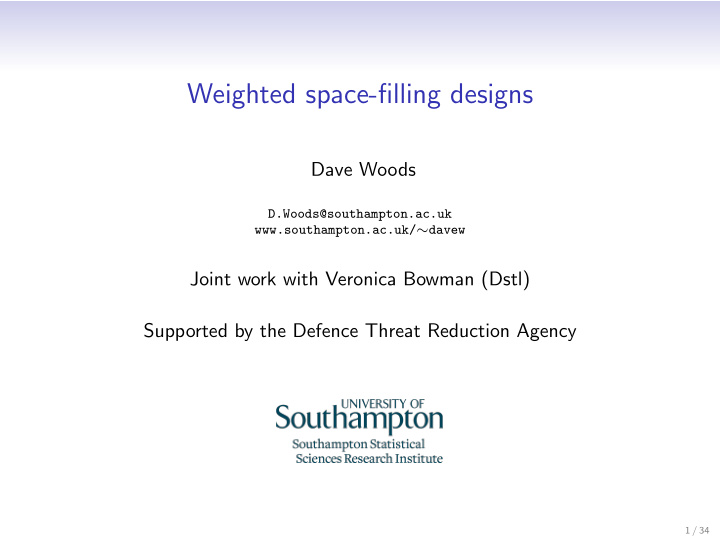 weighted space filling designs