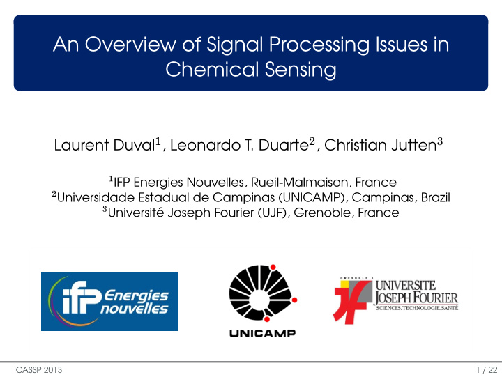 an overview of signal processing issues in chemical
