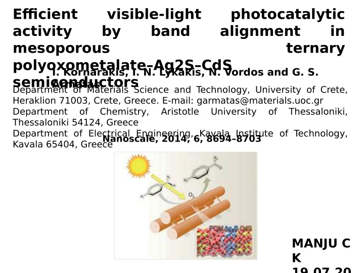 effjcient visible light photocatalytic activity by band