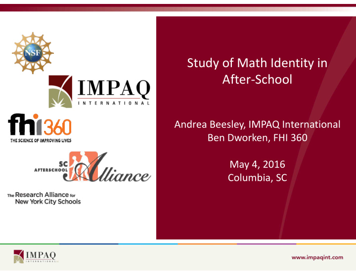 study of math identity in after school