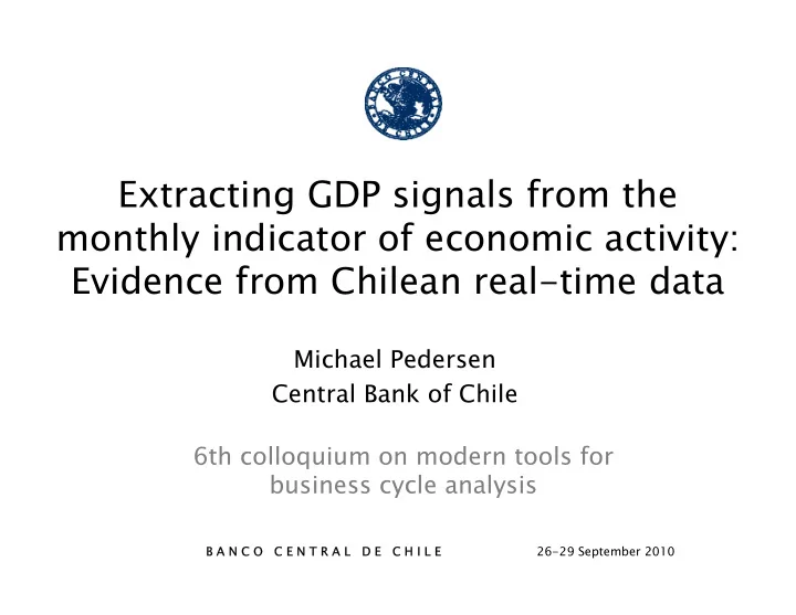 extracting gdp signals from the monthly indicator of