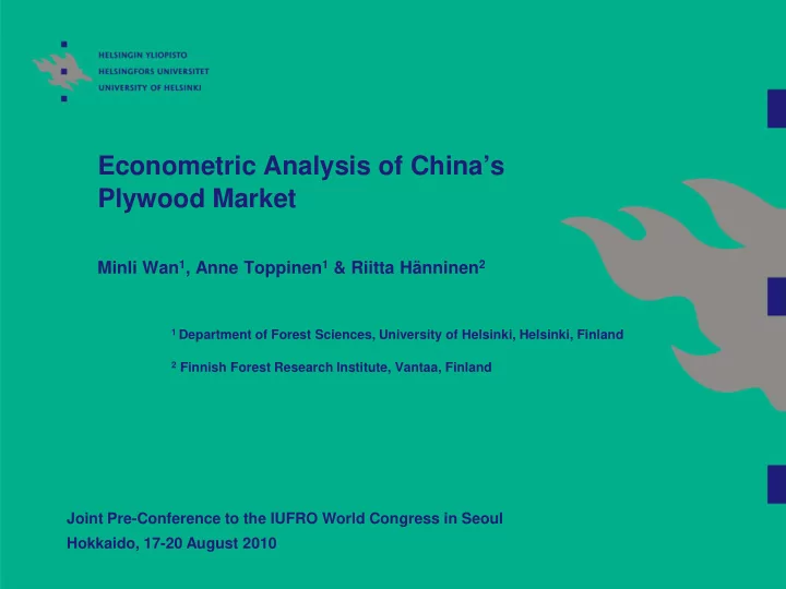 econometric analysis of china s plywood market