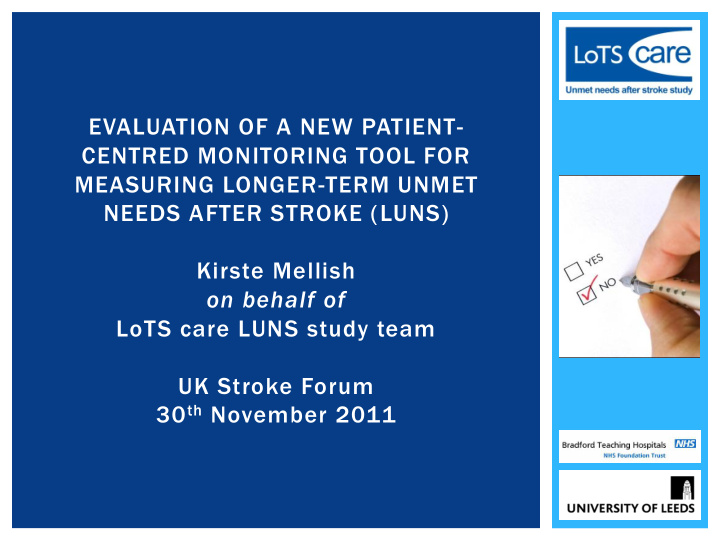 evaluation of a new patient centred monitoring tool for