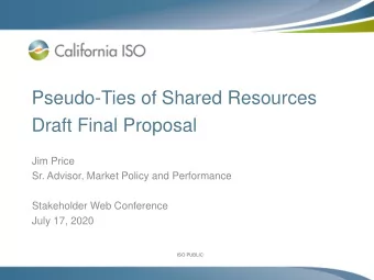 Draft Final Proposal  Jim Price  Sr. Advisor, Market Policy and Performance  Stakeholder Web