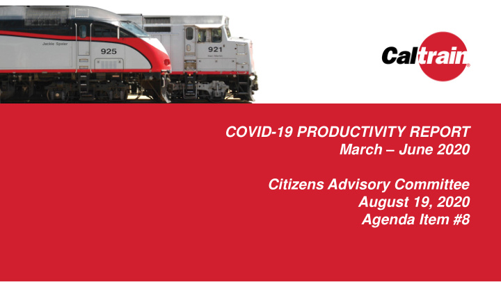 covid 19 productivity report