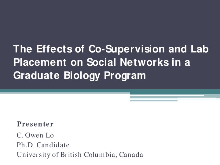 the effects of co supervision and lab placement on social