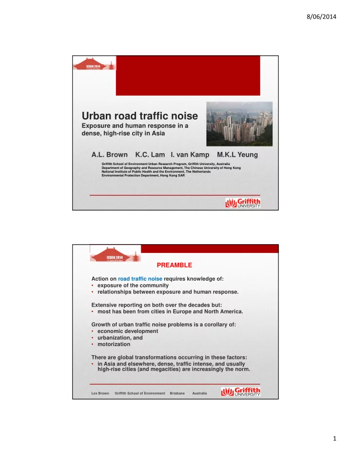 urban road traffic noise