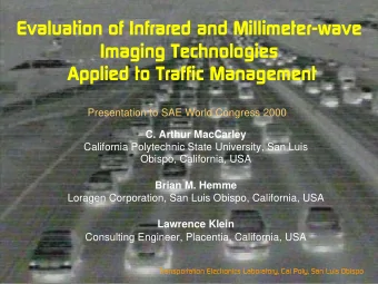 Evaluation of Infrared and Millimeter-wave  Imaging Technologies  Applied to Traffic Management