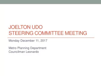 JOELTON UDO  STEERING COMMITTEE MEETING  Monday December 11, 2017  Metro Planning Department