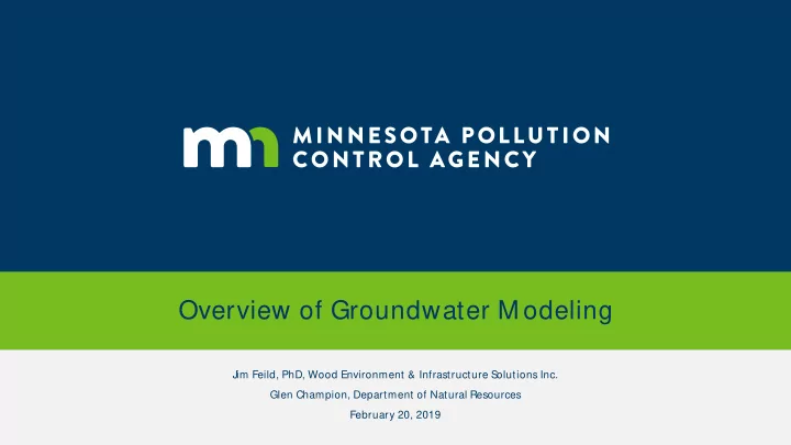 overview of groundwater m odeling
