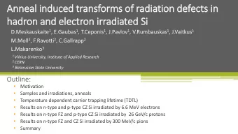 Anneal induced transforms of radiation defects in  hadron and electron irradiated Si D.Meskauskaite