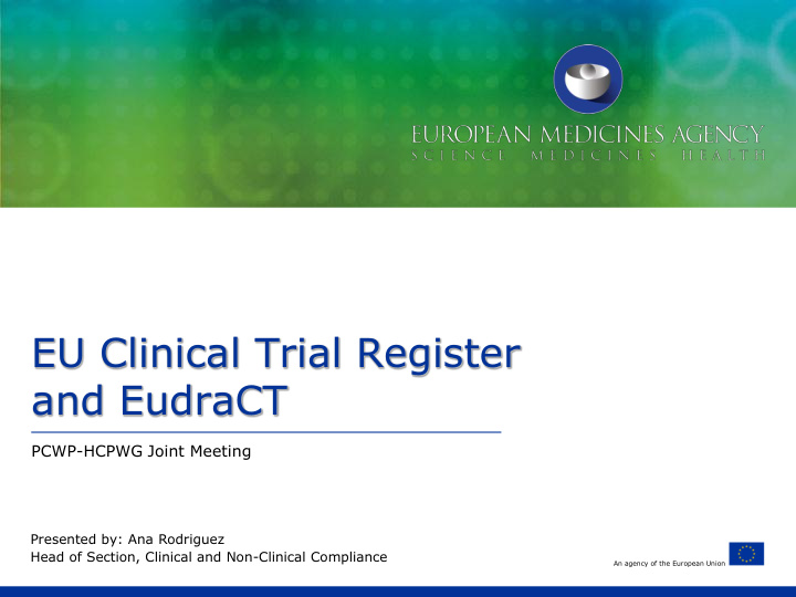 eu clinical trial register and eudract pcwp hcpwg joint