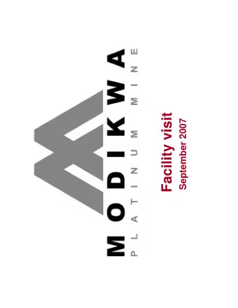 Facility visit  September 2007  Agenda  Agenda      Safety  Safety      Ore body  re
