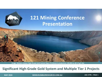 121 Mining Conference  Presentation  Image: Western Queen High-Grade Gold Central Open Pit