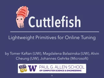 Cuttlefish  Lightweight Primitives for Online Tuning  by Tomer Kaftan (UW), Magdalena Balazinska