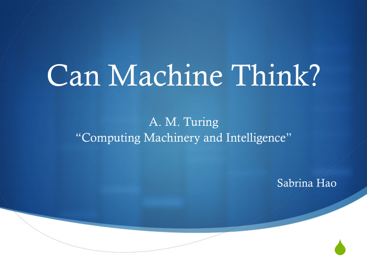 can machine think