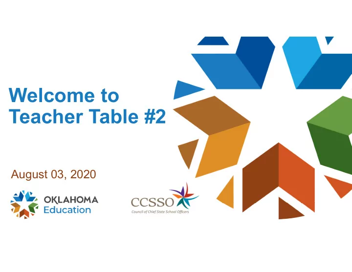 welcome to teacher table 2