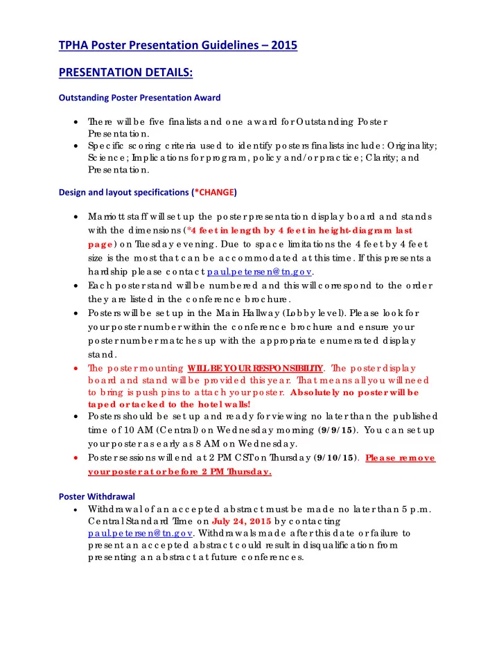 tpha poster presentation guidelines 2015 presentation