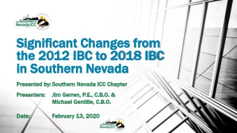 th  the  e 20  2012 I  2 IBC  BC to 20  o 2018 IBC  8 IBC  in  in So  Southe  uthern  rn Ne  Nevada