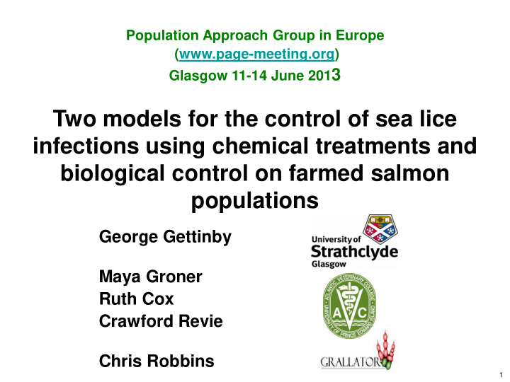 two models for the control of sea lice