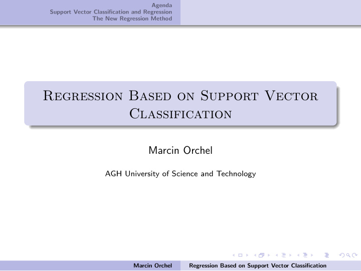 regression based on support vector classification