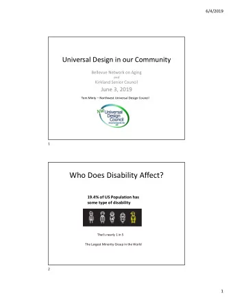 Who Does Disability Affect?  19.4% of US Population has  some type of disability  Thats nearly 1