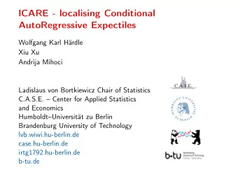 lCARE - localising Conditional  AutoRegressive Expectiles  Wolfgang Karl Hrdle  Xiu Xu  Andrija