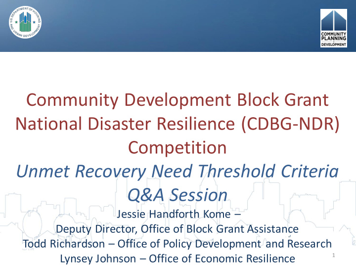 national disaster resilience cdbg ndr