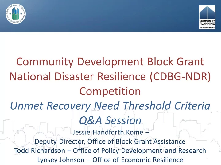 national disaster resilience cdbg ndr