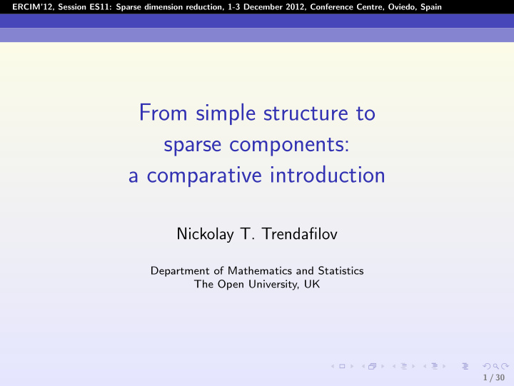 from simple structure to sparse components a comparative
