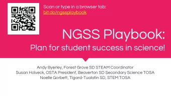 NGSS Playbook:  Plan for student success in science!  Andy Byerley, Forest Grove SD STEAM