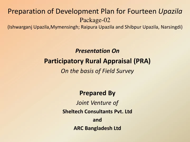 prepared by joint venture of sheltech consultants pvt ltd