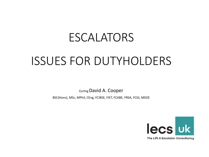 issues for dutyholders