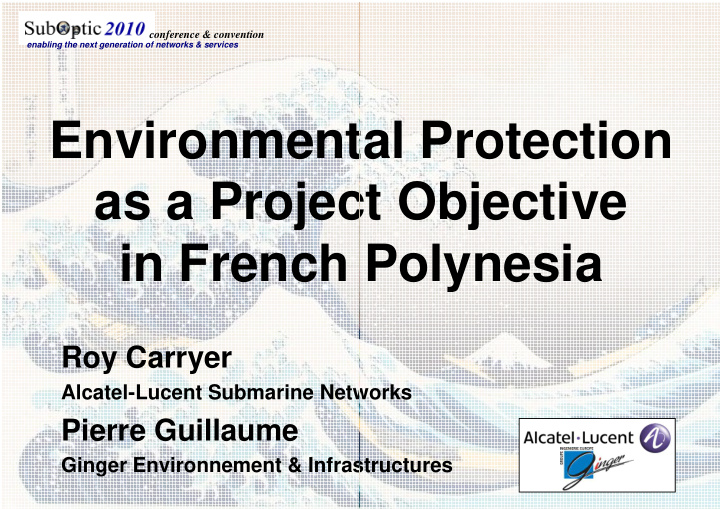 environmental ental protection as a project ject