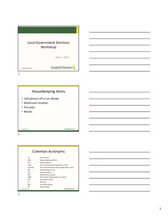 Housekeeping Items  Cell phones off or on vibrate  Washroom location  Fire exits