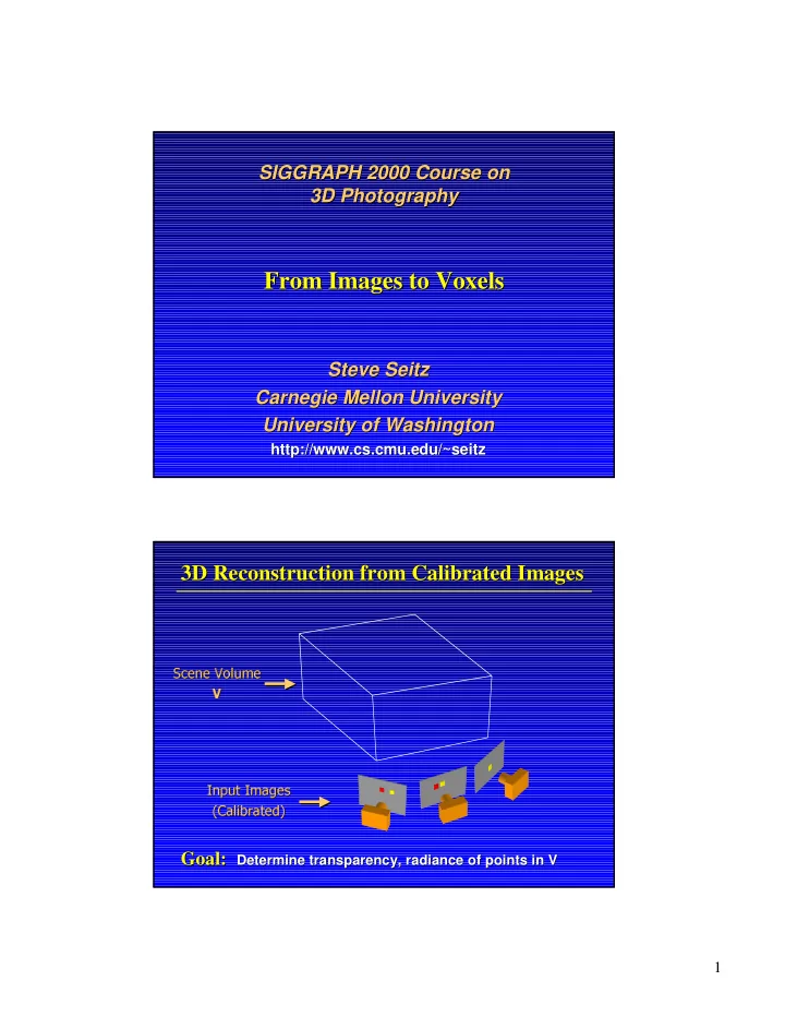 from images to voxels from images to voxels