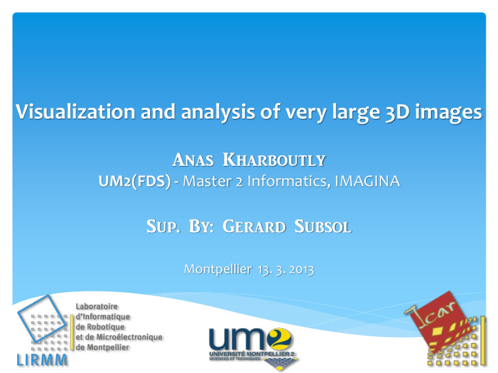 visualization and analysis of very large 3d images