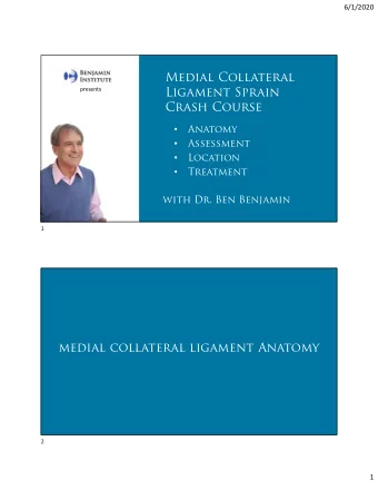 medial collateral ligament Anatomy  2  1  6/1/2020  One of four major  knee ligaments  AKA Tibial