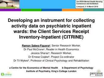 activity data on psychiatric inpatient  wards: the Client Services Receipt  Inventory-Inpatient