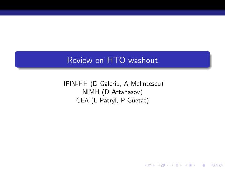 review on hto washout