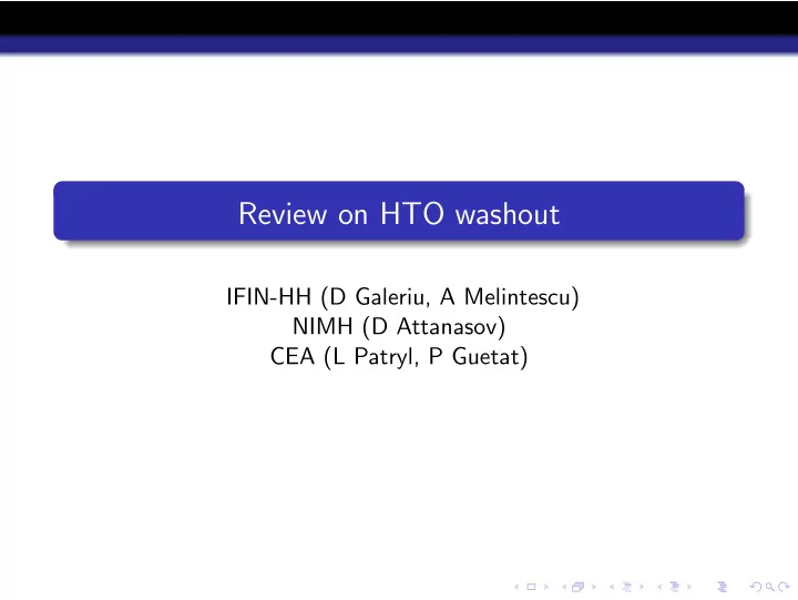 review on hto washout