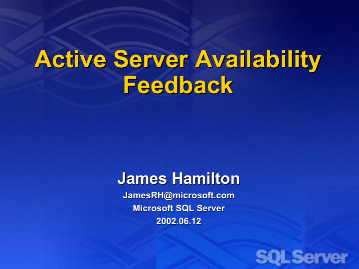 active server availability active server availability