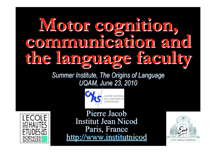 motor cognition cognition motor communication and and
