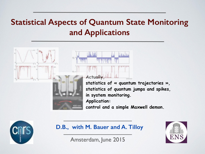 statistical aspects of quantum state monitoring and