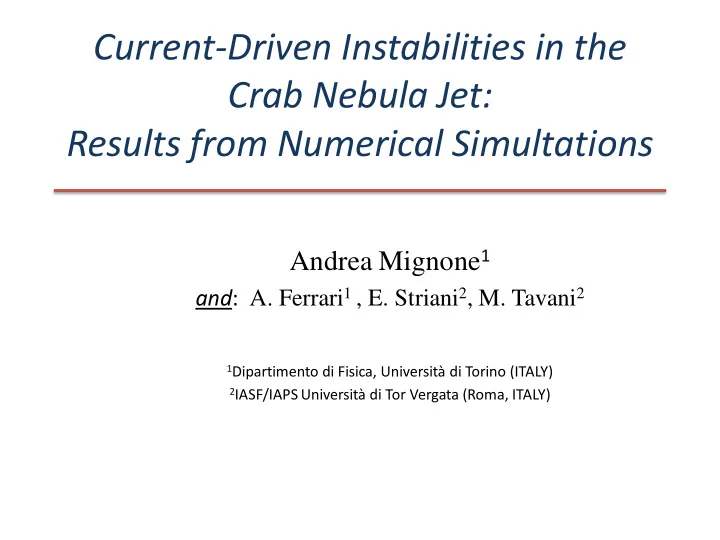 current driven instabilities in the crab nebula jet