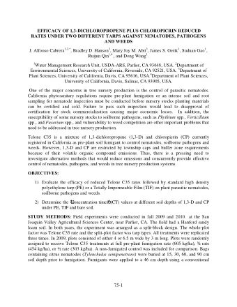 EFFICACY OF 1,3-DICHLOROPROPENE PLUS CHLOROPICRIN REDUCED  RATES UNDER TWO DIFFERENT TARPS AGAINST